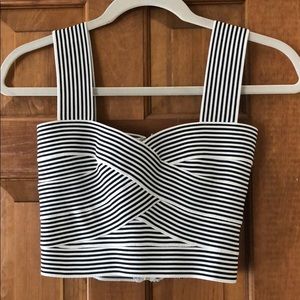 Boohoo striped bandage crop top